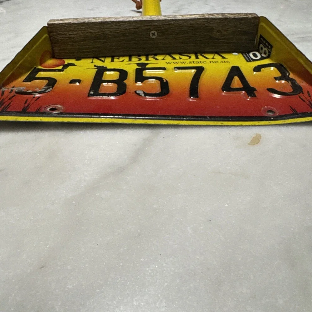 Vintage 2008  Nebraska License Plate Hand‎ Crafted Dust Pan.  Dawson County